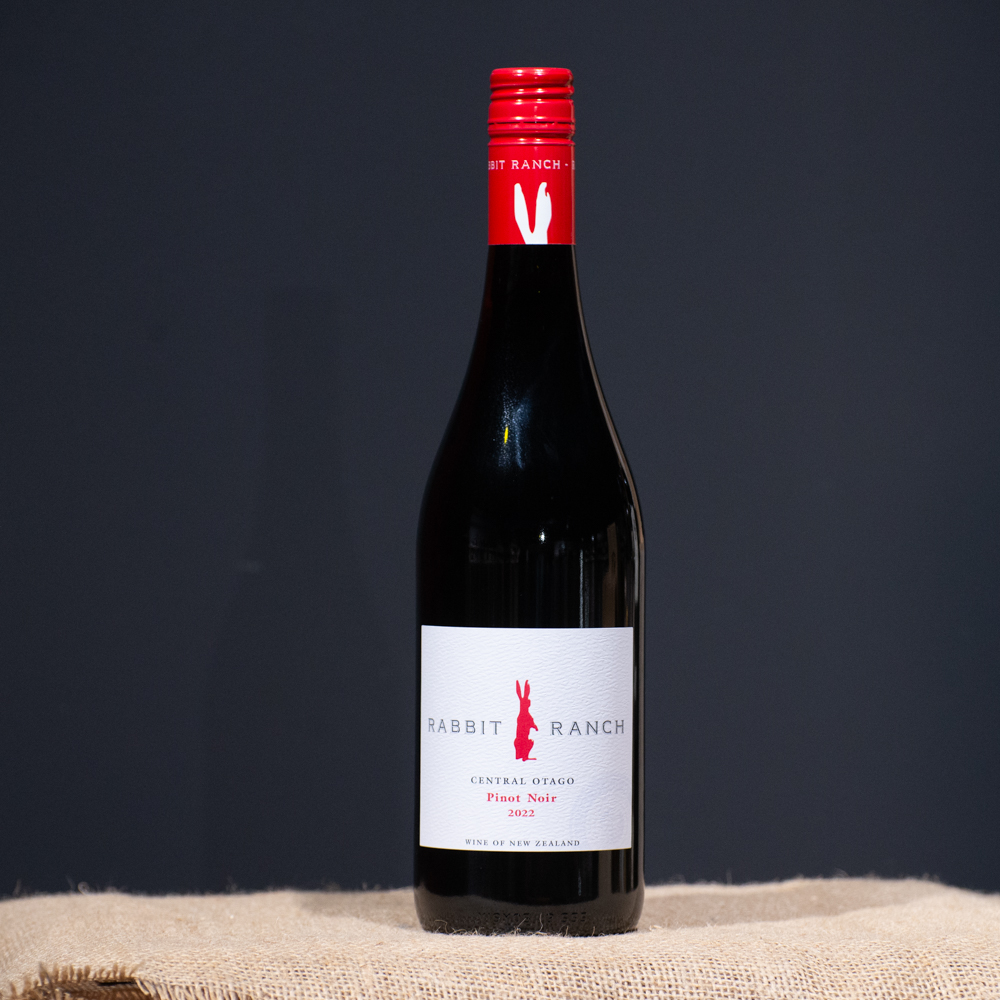 Chard Farm bottle of pinot noir wine from central otago called rabbit ranch